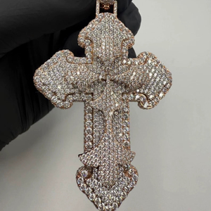 Colgante de Moissanita Genuina de Plata de Ley 925, Chapado en Oro Rosa, Sin Níquel, Sin Plomo, 3 CT, Unisex, para Fiestas - Product Image 1