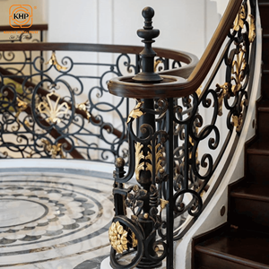 Barandilla de Escalera de Hierro Forjado KHP, Duradera y de Alta Calidad, Barandal Decorativo Fácil de Instalar para Uso Residencial y Comercial Moderno - Product Image 1