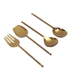 Ensemble de cuillères à salade en acier inoxydable écologique plaqué or au design unique, nouveau design, passe au lave-vaisselle, pour usage domestique - Product Image 3