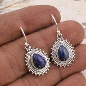 Boucles d'oreilles artisanales en lapis-lazuli, argent sterling, bijoux bohèmes, pierres précieuses bleues naturelles, boucles d'oreilles pendantes, cadeau pour femme - Product Image 3