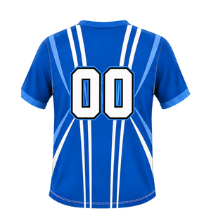 Ensemble short et maillot de rugby bleu roi et blanc, col en V, manches courtes, uniforme d'équipe respirant et léger, kit de sport personnalisé pour l'entraînement - Product Image 5