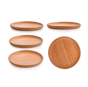 Acacia Wooden Plate Solid Color Minimalist Design Dishes & Plates Home Hotels Dinnerware Serving Plates - Product Image 1