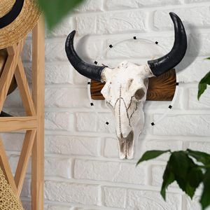 Cuerno de Búfalo Natural, Arte Mural Moderno con Tacto Real, Decoración de Interiores con Cabeza de Animal, Escultura Colgante de Pared - Product Image 4
