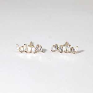 Boucles d'oreilles en diamant cultivé en laboratoire certifié IGI, 0,31 carat, taille baguette, or massif 10k 14k 18k, bijoux fins - Product Image 1