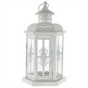 New Trending 2026 Metal & Glass White <b>Candle</b> <b>Lantern</b> for Home Decor With White Finished <b>Candle</b> Holder For Christmas Customized - Product Image 2