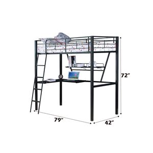 Letto a soppalco singolo per bambini Senon con scrivania, finitura argento e nero - Product Image 4