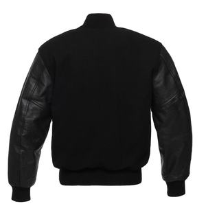 Chaqueta Varsity de Invierno de Cuero Negro de Lujo Personalizada para Hombre con Cuello Alto, Impermeable y Transpirable, Logotipo Frontal, Alta Calidad 2026 - Product Image 5