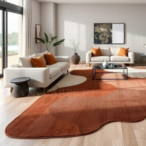 Luxury Handcrafted Earth Brown Abstract Woolen Rug Plain Handmade Indoor Outdoor Rug Home Decor Artistic Colorful Rug - Product Image 3