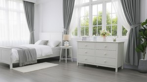 Cómoda de Madera de Pino Blanco Personalizada con 6 Cajones para Dormitorio Infantil y Almacenamiento en Sala de Estar, Diseño Moderno, Fabricada en Vietnam - Product Image 3