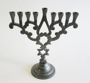 Modern Asymmetric <b>Silver</b> Nine Branch Menorah Candle Holder Contemporary Jewish Hanukkah Artistic Design - Product Image 4