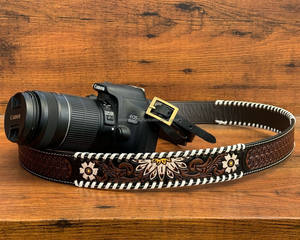 Correa de cuello de hombro de cámara ajustable Universal ancha cinturones de cámara de cuero de vaca para cámaras Nikon Canon DSLR accesorios de correa - Product Image 4