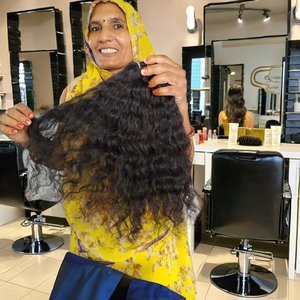 Mechones de pelo gris indio sin procesar alineados con cutícula virgen 100% de la mejor calidad, cabello humano indio sin procesar, cabello humano rizado profundo Suelto - Product Image 1