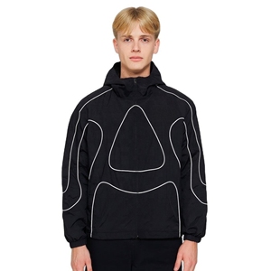 Veste de survêtement unisexe noire à capuche, manches longues, motif uni, coupe-vent, imperméable, écologique, légère, streetwear d'automne - Product Image 3