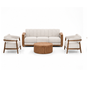 Juego de Sofás Modernos de Madera de Teca Sólida para Sala de Estar, Muebles de Lujo para Apartamentos, Hoteles y Villas, Fabricante de Muebles para Salón - Product Image 1