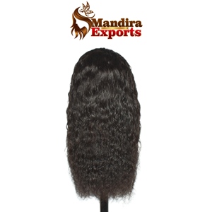 <b>Cheap</b> Wholesale Raw Indian Temple Human Hair Wavy <b>Wig</b> Natural Color 100% Unprocessed Cuticle Aligned Water Wave Loose Deep Wave - Product Image 3