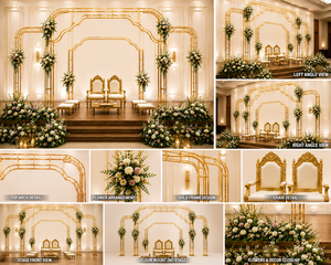 Mandap Metálico Contemporáneo para Bodas Indo-Canadienses, Mandap Metálico Dorado Hecho a Medida para Bodas, Eventos Modernos - Product Image 2