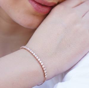 Pulsera de tenis clásica con diamantes cultivados en laboratorio, chapada en plata de ley, elegante, de lujo, joyería fina, regalo para mujer, fiesta, boda - Product Image 1