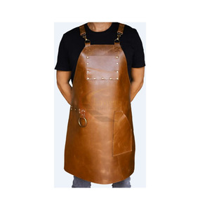 Delantal de Soldadura Largo de Cuero Negro Impermeable con Correas Ajustables para el Cuello, Protección Contra el Calor y el Fuego, Delantal de Uso General - Product Image 2