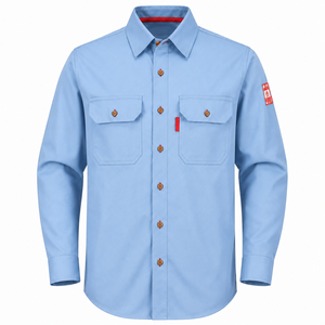 Customizable Industrial Safety Clothing Solid Colour <b>Flame</b> Resistant Welding Anti-Static Workwear <b>Shirts</b> Long Sleeve Unisex - Product Image 1