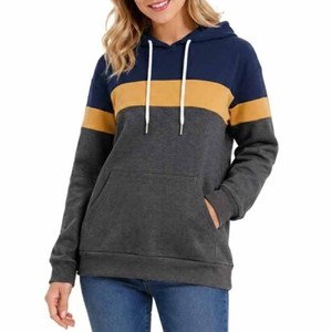 Sudadera con Capucha Personalizada para Mujer, Diseño Color Block, 100% Algodón, Tejido de Punto, Moda Urbana, Sudaderas de Alta Calidad, OEM - Product Image 1