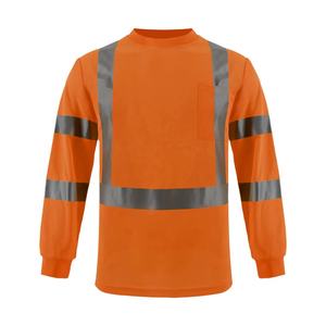 T-shirts de sécurité professionnels de qualité supérieure, respirants, avec bande réfléchissante, haute visibilité, manches longues, pour la construction, vente en gros - Product Image 3
