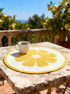 Orange Slice Beaded Canvas Placemat Citrus Dining Table <b>Mat</b> Handmade Kitchen Decor Summer Charger <b>Plate</b> Gift Reusable 500mm - Product Image 6