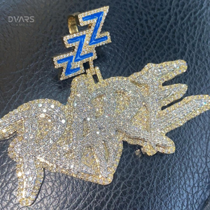 Colgante con inicial de Moissanita Iced Bling Z, estilo Hip Hop, de Plata 925 chapada en oro, de lujo, certificado, pasa el probador de diamantes - Product Image 1