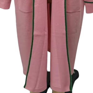   Cárdigan Largo Rosa para Mujer, Inspirado en la Hermandad Femenina, Diseño Abierto, Tejido de Punto, Manga Larga, Abrigo Informal Elegante para Damas - Product Image 2