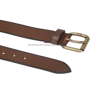 Ceinture décontractée pour hommes en cuir véritable bicolore au design classique vintage fait à la main avec boucle à rouleau en laiton antique élégant de toutes tailles - Product Image 5