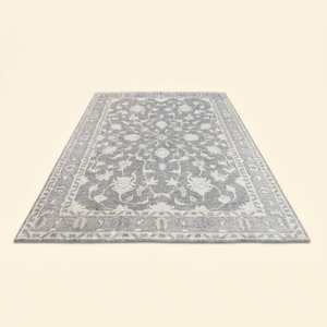 <b>Silver</b> Blossom Heritage Grey Ivory Hand Tufted Wool <b>Rug</b> Modern Floral Distressed Medallion Non-Slip Eco Friendly Thick Pile - Product Image 2