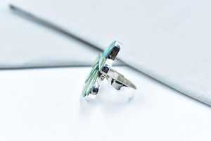 Bague ajustable en argent sterling avec turquoise de Royston et turquoise Mojave, faite à la main, bijoux en pierres précieuses naturelles, vente en gros - Product Image 2