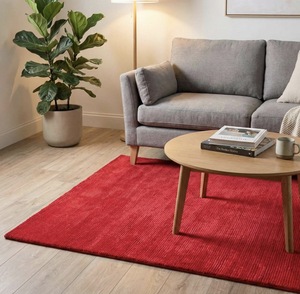 Deep Red Tufted <b>Rug</b>, Abstract Modern Area <b>Rug</b>, Soft Plush Carpet for Bedroom & Living Room - Product Image 1
