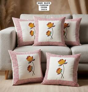 Hand Block Printed Pure Cotton Cushion <b>Covers</b> Handmade Indian Home Decor Pillow <b>Covers</b> <b>for</b> <b>Sofa</b> Bed Living Room - Product Image 5