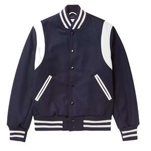 Super Badges Company's Oversize Black Varsity Jacket Cotton Sleeves <b>Stand</b> Front High Quality Fabric Winter <b>Work</b> New Arrival Sale - Product Image 5