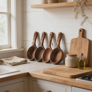 Bol à salade sculpté à la main, bol de service moderne en bois, bol de luxe en bois d'acacia, petit bol de service en bois - Product Image 5