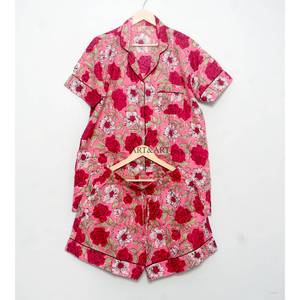 Conjunto de Pijama de Algodón para Mujer, Transpirable, de Secado Rápido, con Estampado Floral, Manga Corta, Ropa de Dormir, Especial para Uso en el Hogar, Verano - Product Image 6