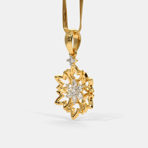 Collier pendentif en or jaune avec flocon de neige floral et diamant de laboratoire - Product Image 4