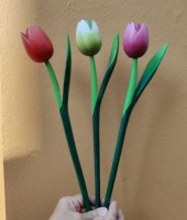 Décoration d'intérieur en bois d'acacia fait main Tulip Play Sound, style ROMANTIQUE, technique polie, 37 cm de longueur, léger, fabriqué en Thaïlande, cadeau pour