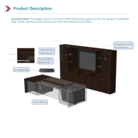 Bureau de direction moderne en bois sur mesure de luxe, design ergonomique réglable en hauteur, écologique, facile à assembler pour usage domestique et commercial
