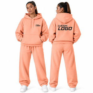 Custom Unisex Heavyweight Hoodies <b>Jogger</b> Pants Sets Cotton <b>Fleece</b> Casual Sport Luxury Blank Oversized Gym Tracksuits for <b>Women</b> - Product Image 1