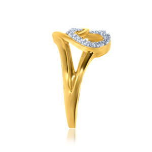 Bague double cœur en diamant étincelant, bague double cœur en or jaune 18 carats avec diamants ronds de 0,15 carat - Product Image 3