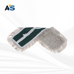 A&S Durable 5x24 White Dust <b>Mop</b> Synthetic Cotton Fibers Cut-End Design Dark Green Backing Aluminum Self-Wringer Reusable - Product Image 2
