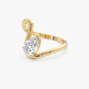 Bague de fiançailles en or jaune avec diamant taille poire pour femme, pierre naturelle certifiée GIA de luxe - Product Image 2
