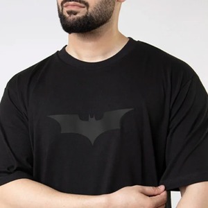 T-shirt pour homme noir avec logo Batman, col rond, manches courtes, décontracté, en coton, imprimé sur le devant - Product Image 6