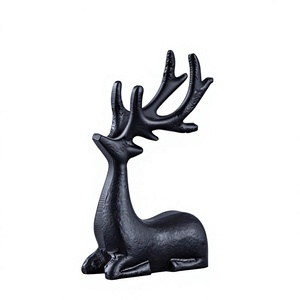 Escultura Decorativa Navideña de Ciervo Negro, Figura de Reno Metálica Hecha a Mano, Diseño Personalizable, Acabado en Níquel, Decoración para el Hogar - Product Image 1