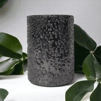 Pot en verre de travail en mosaïque noire fabriquée à la main de haute qualité artisanale indienne luxe en céramique multi-usages décoration d'intérieur Festivals bougie