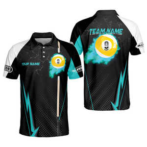 เสื้อทีมบิลเลียดพิมพ์ลายดิจิตอลแบบซับลิเมชั่นสำหรับผู้ชาย ออกแบบเองได้ตามสั่ง (OEM) สำหรับการแข่งขันโต๊ะพูล - Product Image 6