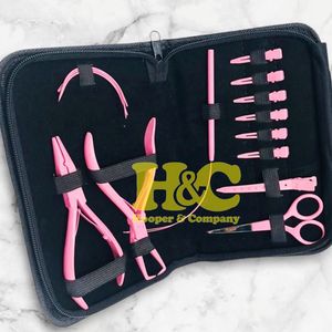 ชุดอุปกรณ์ต่อผมสแตนเลสสีชมพูแบบใหม่ พร้อมคีม คลิป เข็มรูปตัว C สำหรับใช้งานเชิงพาณิชย์ พร้อมโลโก้ - Product Image 2