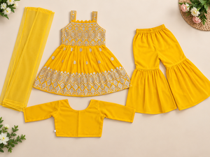 Prix bas du marché, Meilleures ventes, Dernier style, Vêtements pour enfants, Vêtements indiens, Faux Georgette épais avec broderie, Salwar Kameez - Product Image 2