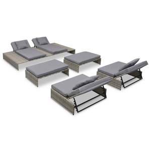 Juego de salón de patio gris de ratán polivinílico de 15 piezas, muebles de exterior duraderos y elegantes - Product Image 1